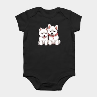 white akita dog Baby Bodysuit
